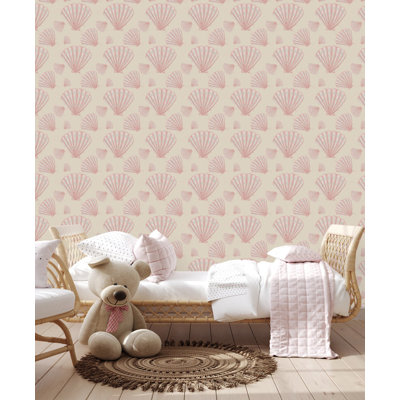 USA Made Aetna Pink Scallop Wallpaper Tile – Peel & Stick Vinyl