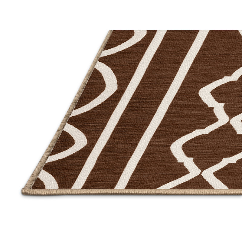 Tapis brun treillis lavable à la machine, Rectangle 2 pi x 3 pi