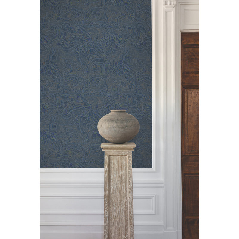 Geodes Abstract Metallic Wallpaper Double Roll, Navy