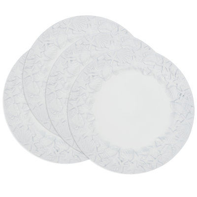 Ensemble de 4 assiettes de présentation blanches 13 ", décorées de coquillages