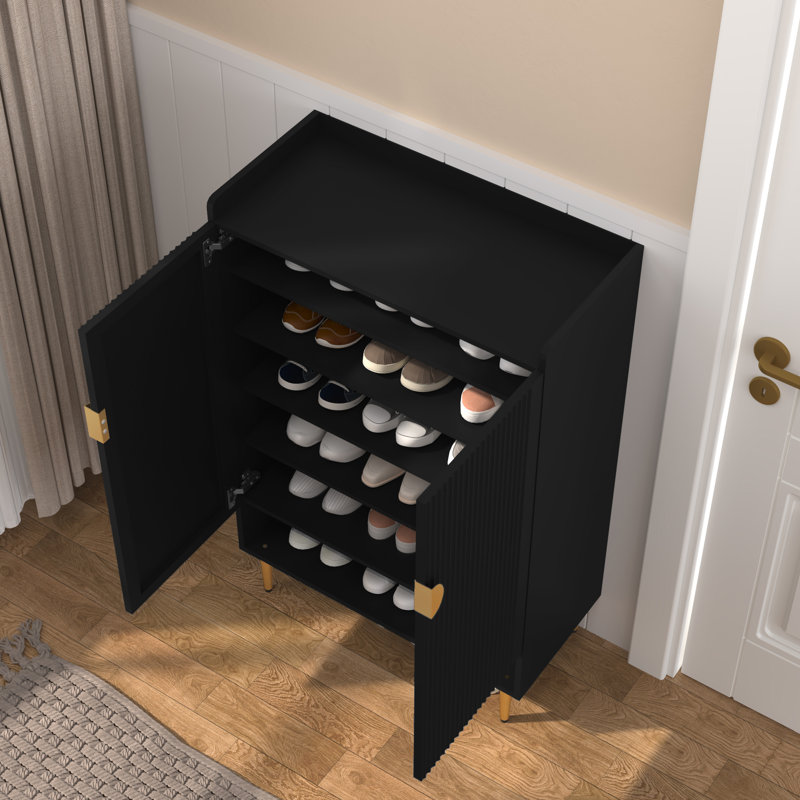 Rangement à chaussures moderne avec tablettes réglables, Noir