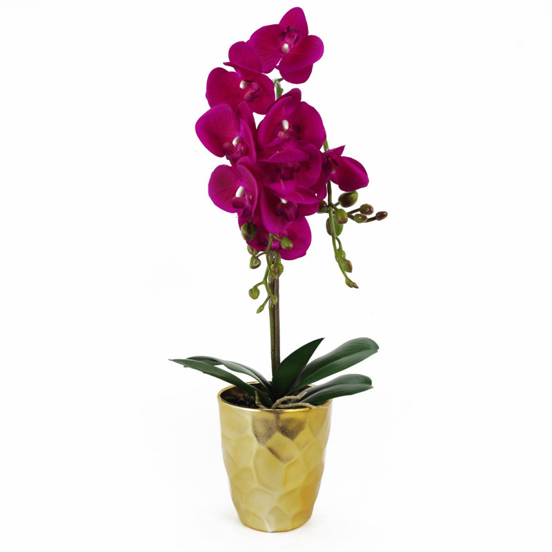 54cm Faux Plant in Pot Liner, Dark Pink