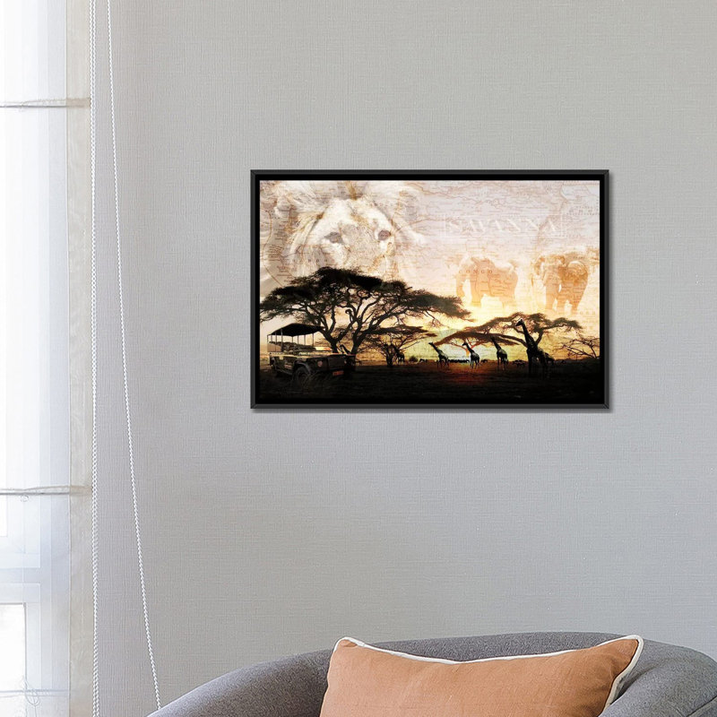 «Savanna» par GraphINC - Estampe numérique sur toile tendue avec châssis, Toile avec cadre noir, H 8 po x l 18 po x P 26 po