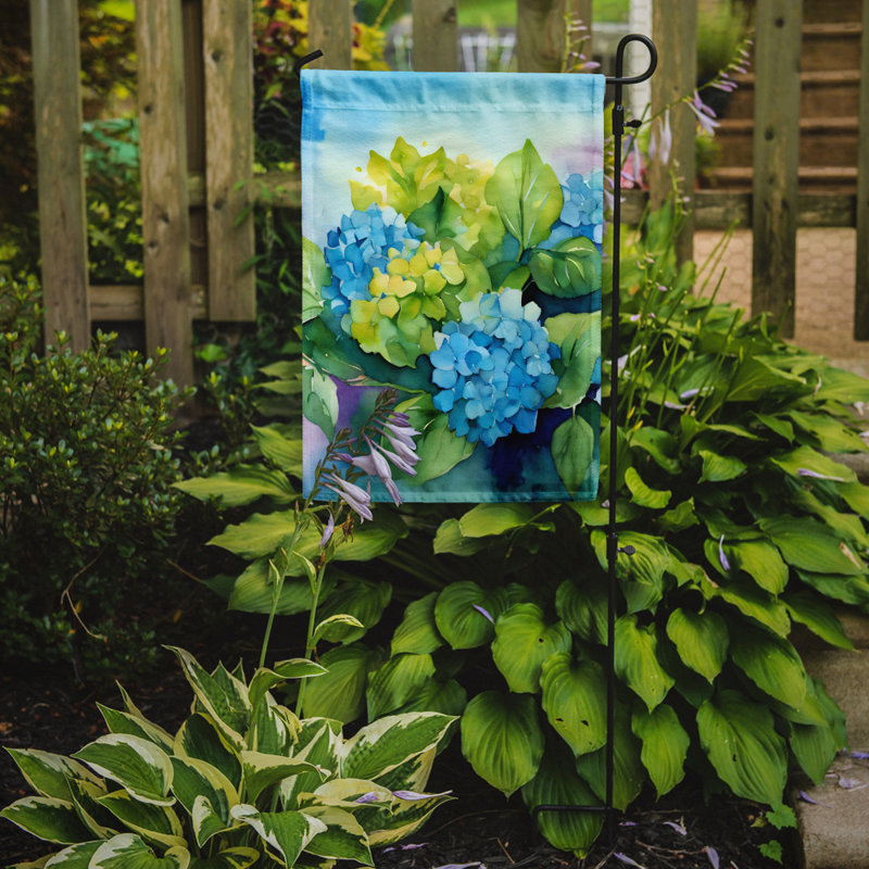 Hortensias dans un drapeau de jardin à l'aquarelle