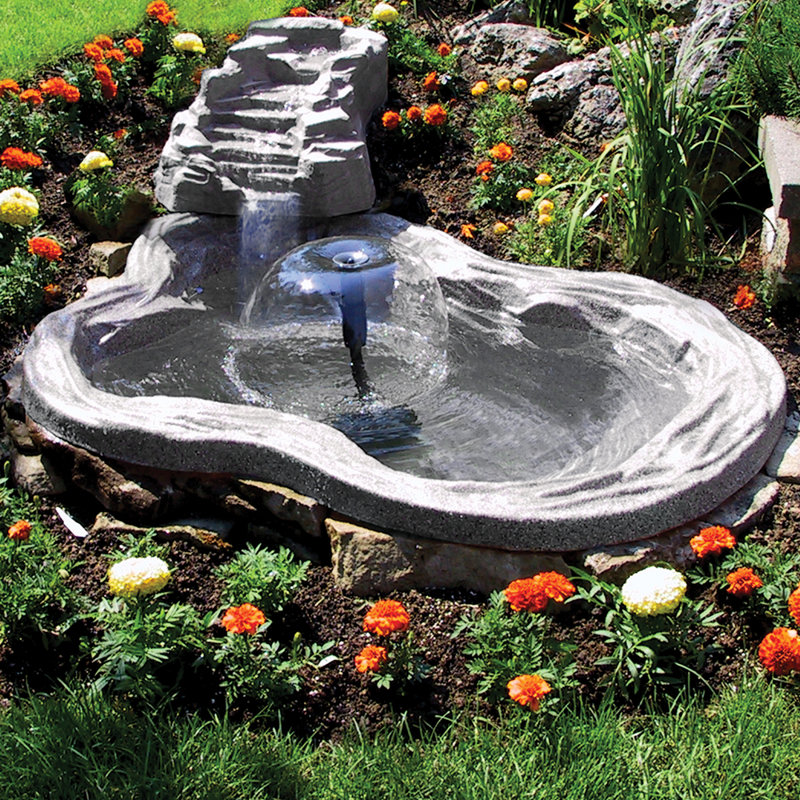 Gray Polyethylene Outdoor Waterfall Rock Feature