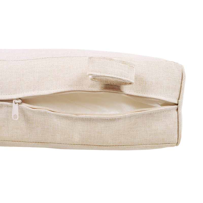 Chaise longue de patio, fauteuil club d'extérieur avec coussin beige et structure en bois d'acacia blanc