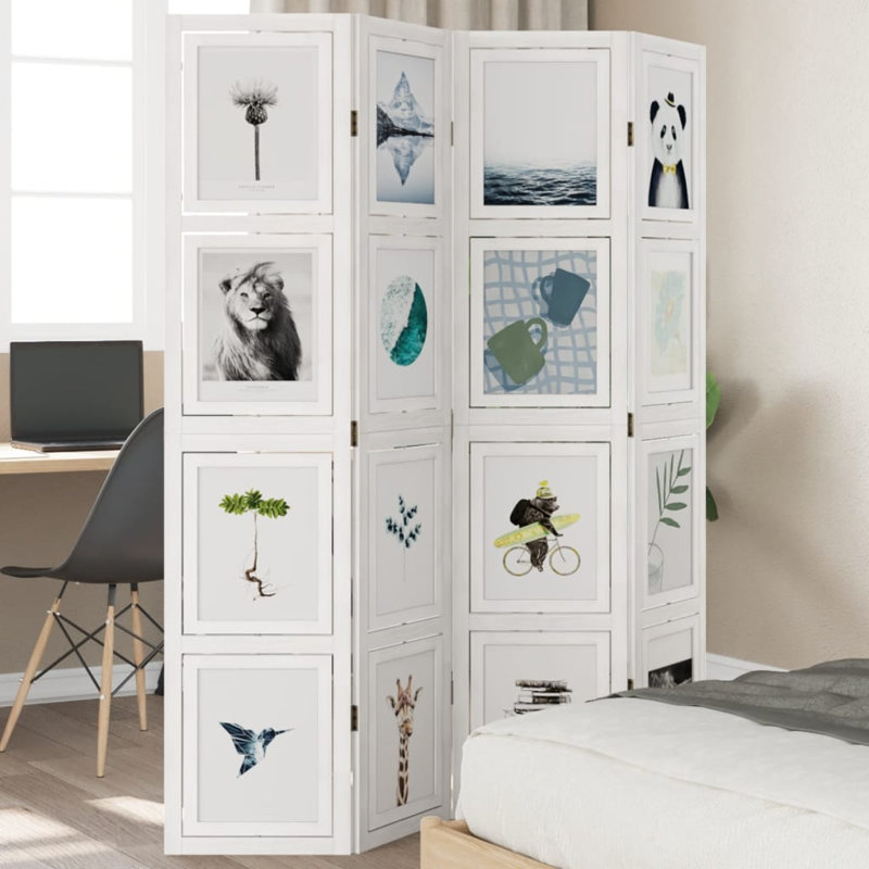 Scottsville 145cm W 4 - Panel Solid Wood Folding Room Divider, 180cm H x 145cm W