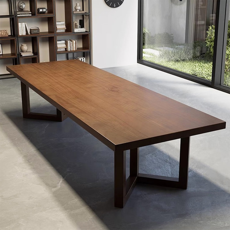 Table de conférence rectangulaire simple et moderne en bois massif, H 29,53 po x L 98,43 po x l 39,37 po