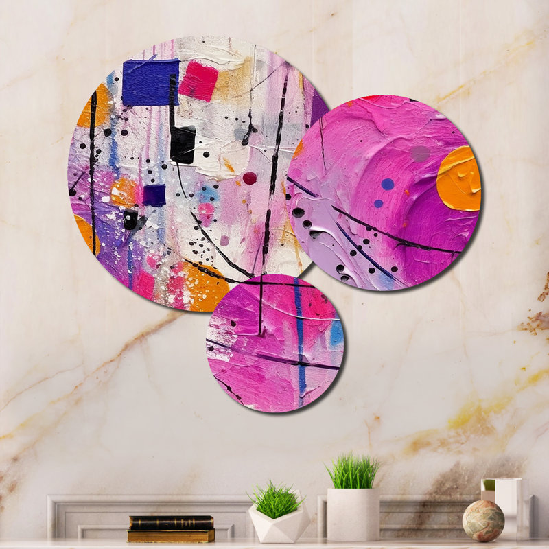 «Pink Cubism Unleashed - Cubism», ensemble de reproductions d'art en métal