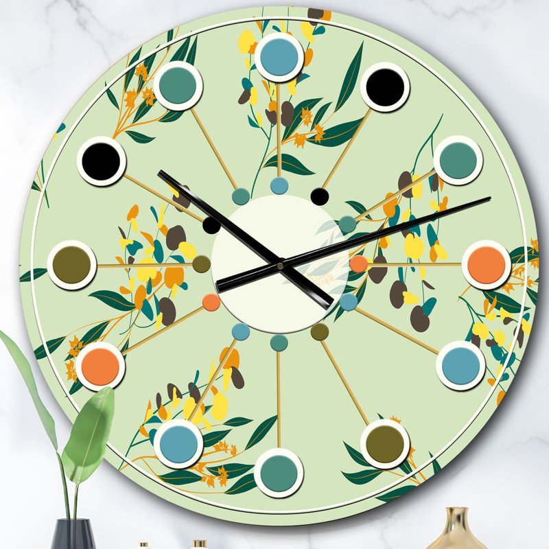 Horloge murale moderne Mid-Century Bright Eucalyptus, Surdimensionné