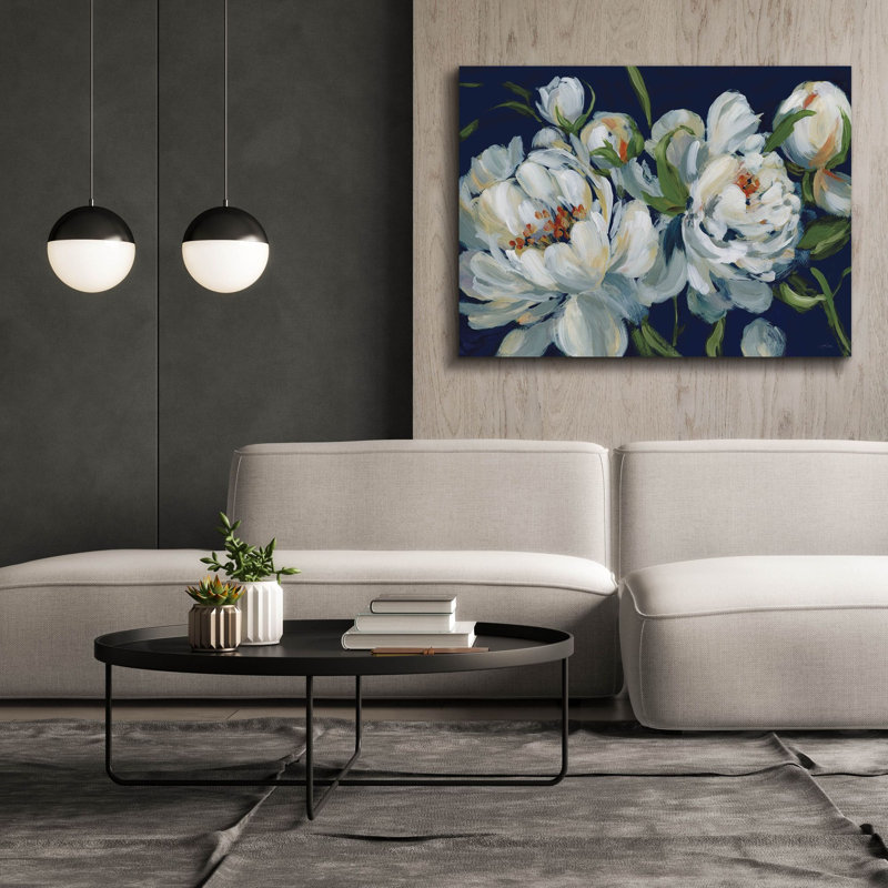 Toile épique Graffiti «Peony Season 1 Navy» par Katrina Pete, 54 po x 40 po