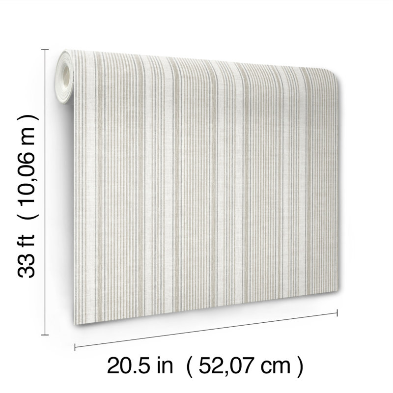 Ayanna Light Green Striped Wallpaper, White