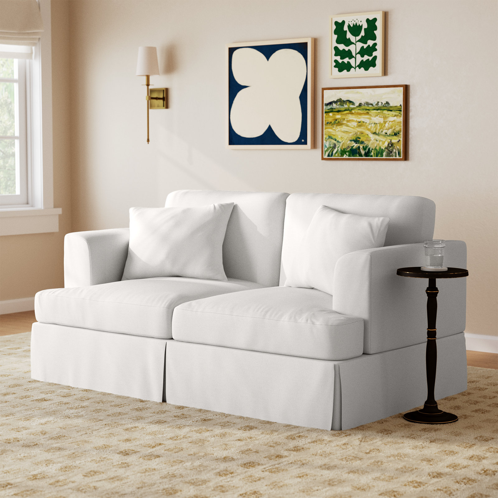 Lucia 66" Loveseat, Classic Bleach White Twill