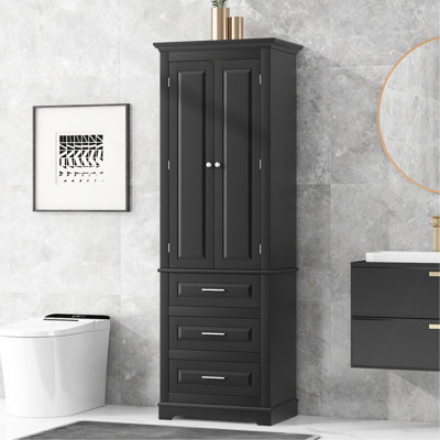 Tall Storage Cabinet with Three Drawers for Bathroom/Office