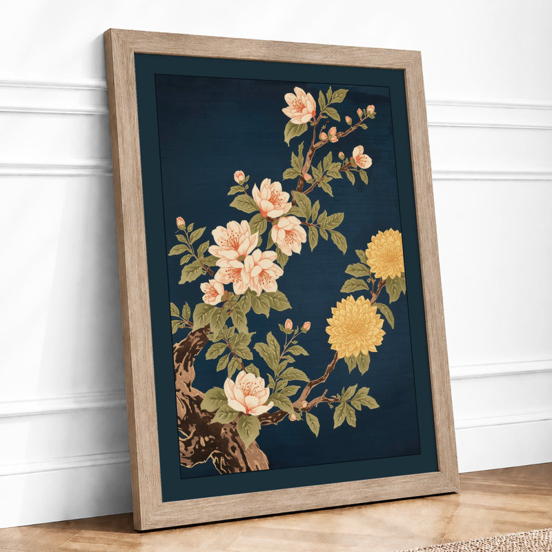 Scattered Blossoms Japandi - Framed Print, A1 - 84.1 x 59.4 cm, Oak