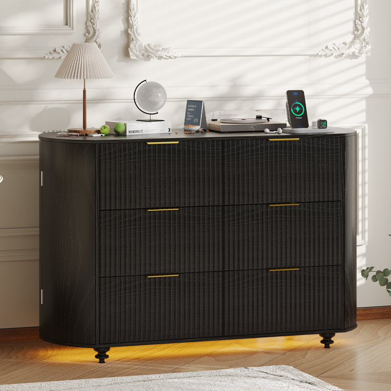 119.9cm W 6 - Drawer Chest of Drawers, Black