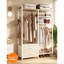 115cm Wide Open Wardrobe with Drawers & Double Hanging Rails, Industrial Heavy Duty Garment Rack with 2 Fabric Bins, Shoe Storage & Reversible Shelves for Bedroom & Hallway