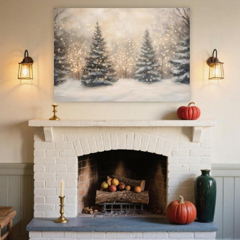 Glowing Snowy Snowy Forest, art mural non encadré, 24 x 36