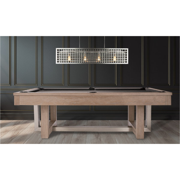 Table de billard American Heritage Abbey - Bois franc de peuplier massif avec pieds en bois et en acier, poches en cuir et finition gris antique