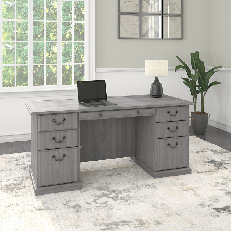 Paelynn Executive Desk, Modern Gray