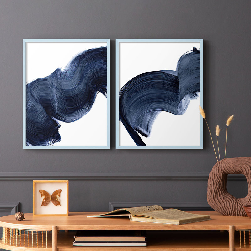 «Passing Waves III», reproduction encadrée de qualité supérieure - prête à être accrochée - aucun clou requis - aucun clou requis