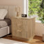 Ensemble de 2 tables de chevet 3 tiroirs, table de chevet en bois cannelé, ensemble de 2 tables de chevet, H 23,9 po x l 22,8 po x P 15 po, noyer-293338403-293338429