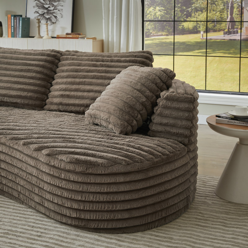 Canapé modulaire surdimensionné en forme de L de Boneless, Marron foncé
