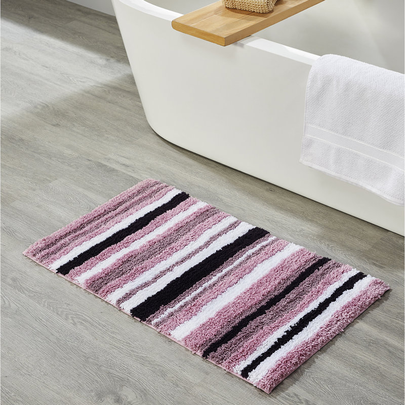 Tapis pour salle de bain 100% polyester griffé Griffie, Rectangle 17 po x 24 po, Mauve
