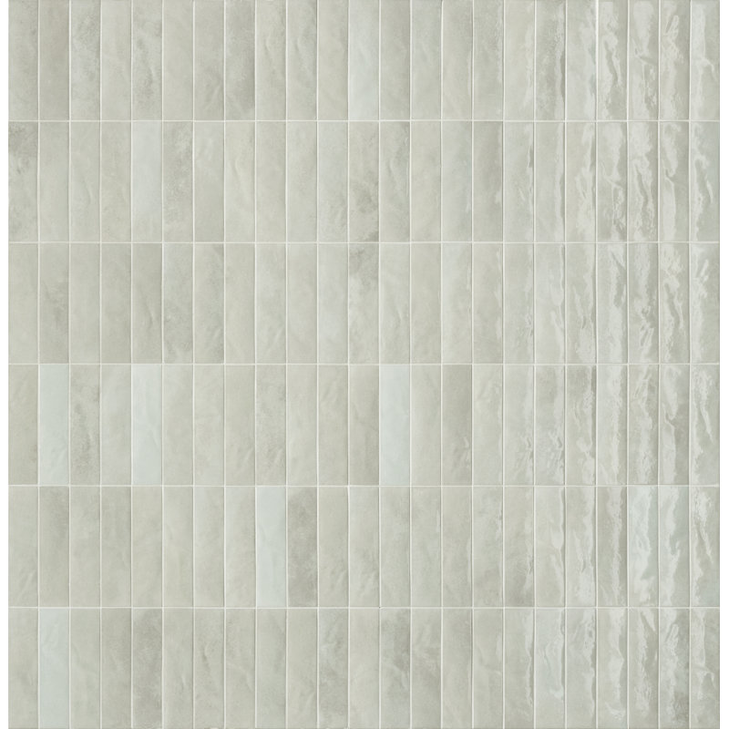 Miniature Soda 2.5" x 9.5" Zellige Porcelain Italian Tiles, Light Gray Moon