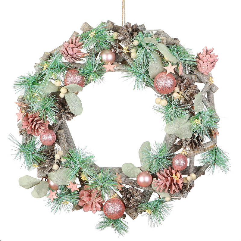 Handcrafted Preserved Lighted 38cm Wreath