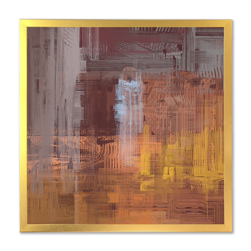 «Brown and Grey Frozen Grunge Art II», reproduction d'art sur toile encadrée, H 16 po x l 16 po x P 1 po, Cadre doré