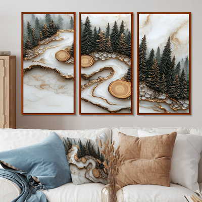 La forêt, veine de cristal d'hiver II - ensemble d'art mural forêt - ensemble de 3