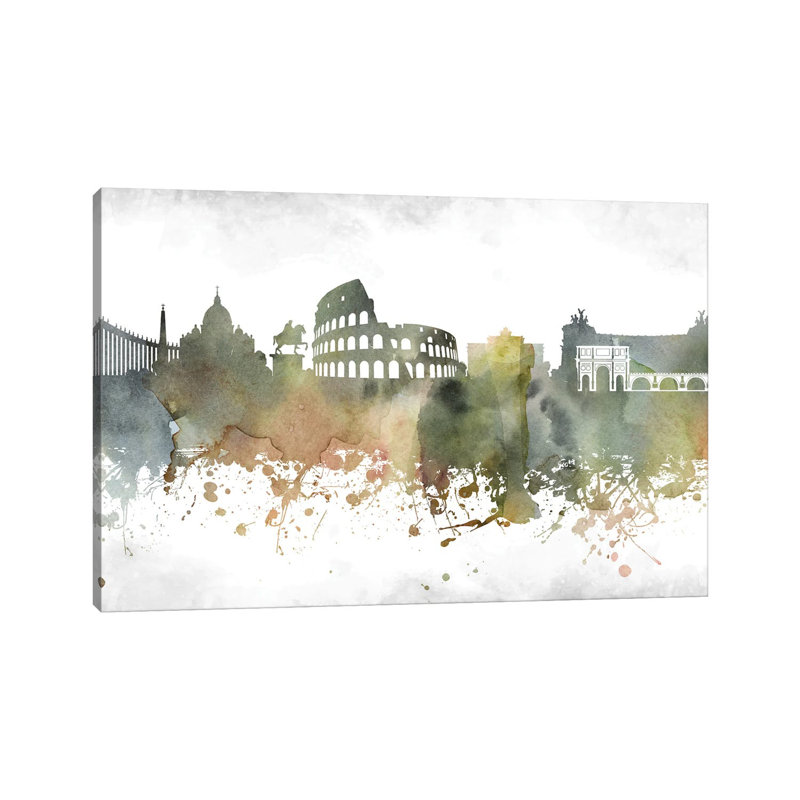 Rome Skyline by WallDecorAddict - Wrapped Canvas Painting, 20.32cm H x 30.48cm W x 1.905cm D