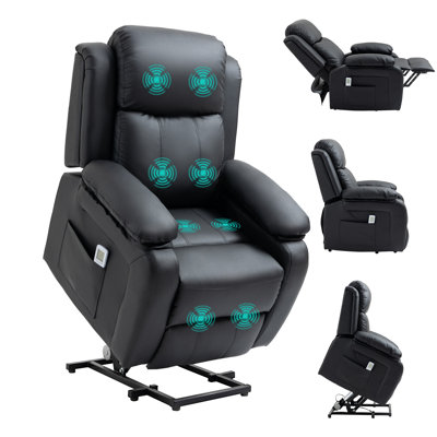 82 cm Wide Faux Leather Lift Assist Recliner with Massager