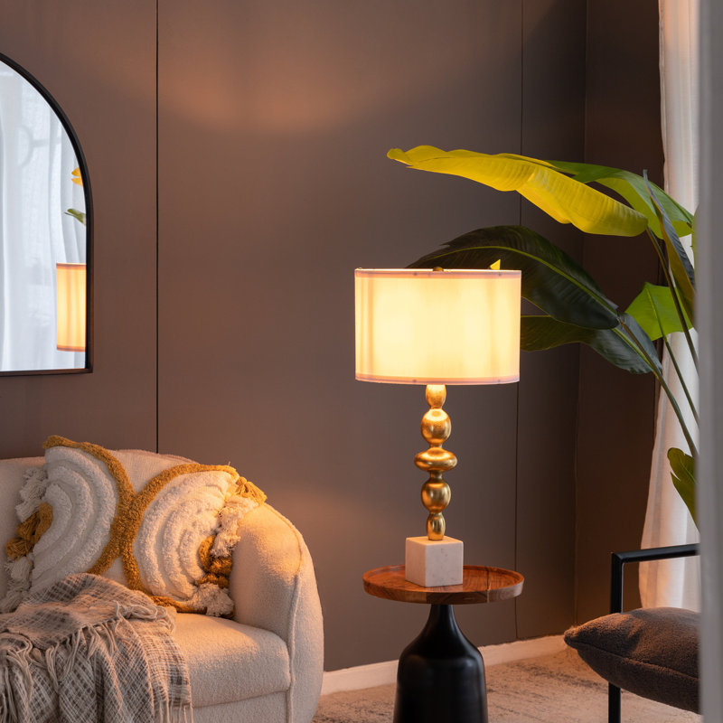Lampe de table avec corps rond à quatre niveaux, Doré