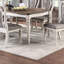 Table de salle à manger style transitionnel 7 pièces, table en chêne avec 6 chaises d'appoint, sièges coussins, gravure artistique rectangulaire en bois massif gris, assise gris,