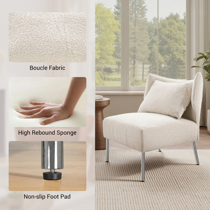 Upholstered Accent Barrel Chair With Removable Back Cushion Set Of 2, White