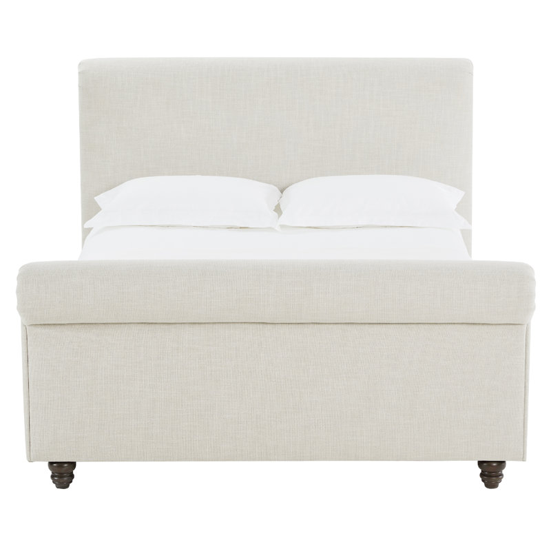 Lit-bateau tapissier Waverly, Grand lit, Lin Performance Effie
