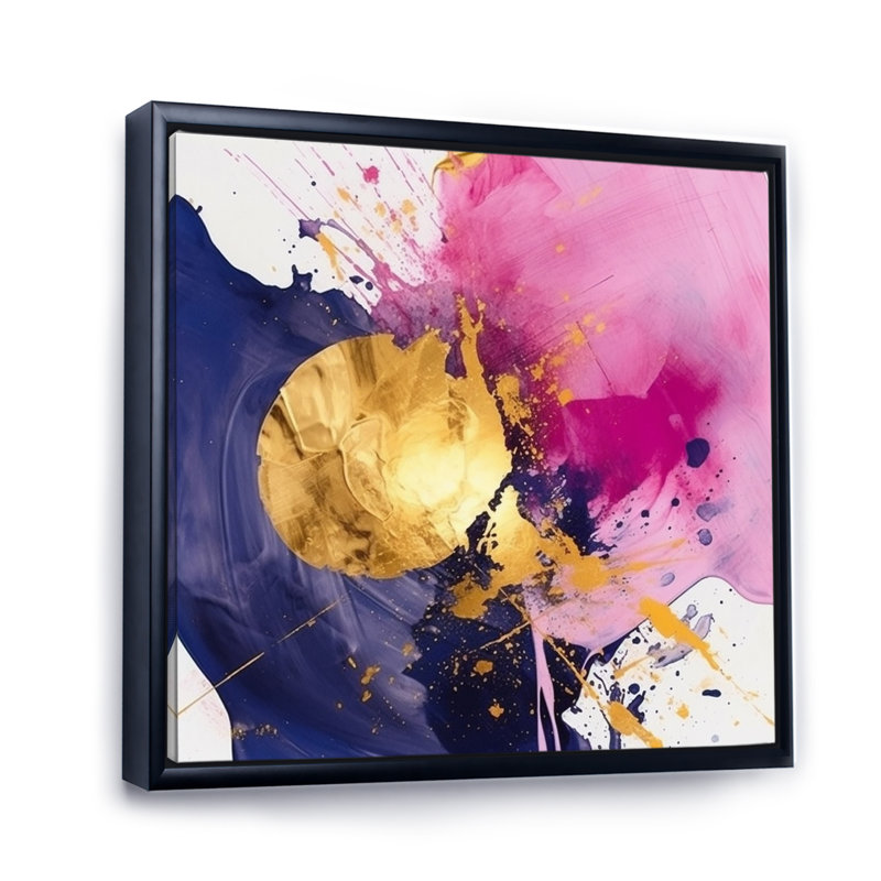 " Purple And Pink Strokes III ", Black Floater Framed, 16" H x 16" W x 1" D