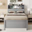 Wooden LED Platform Bed with Trundle, Storage Headboard and Drawers