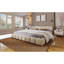 Elegant Beige Chenille Upholstered Bed With Checkerboard Design, King-908547690