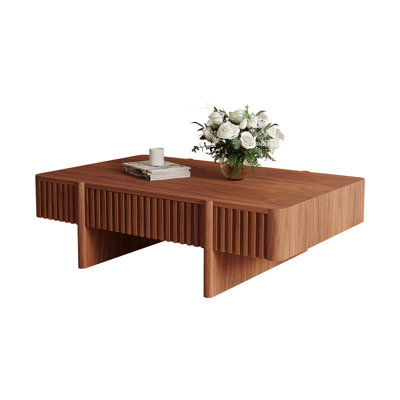 42" Modern Wooden Coffee Table with Storage, Rectangular Center Table for Living Room