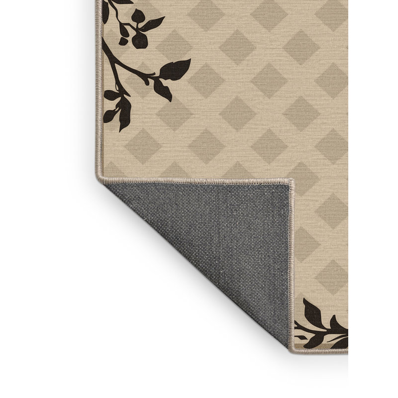 Tapis beige doux et moelleux à motif de treillis traditionnel lierre Broward, Rond 5 pi