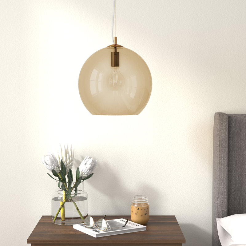 Esman 1 - Light Single Pendant, Antique Brass/Amber