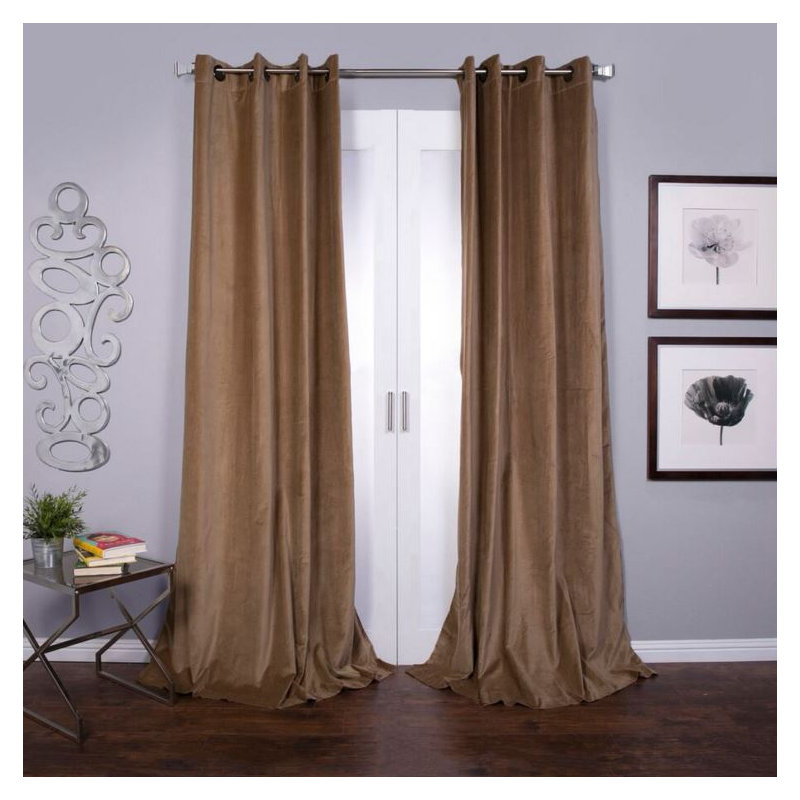 Cotton Semi Sheer Curtain Single Panel, Tan