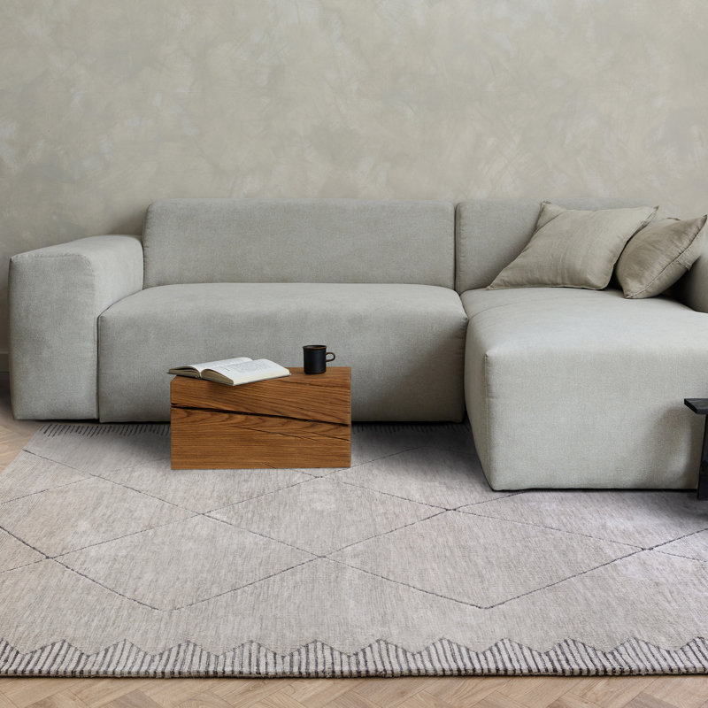 Clemones Diamond Grey Area Rug, Rectangular 200 x 290cm