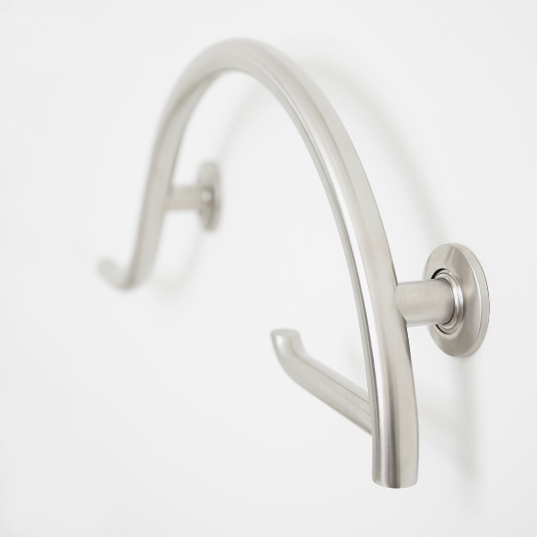 30" Pismo Curved Grab Bar with Toilet Paper Holder Seachrome 