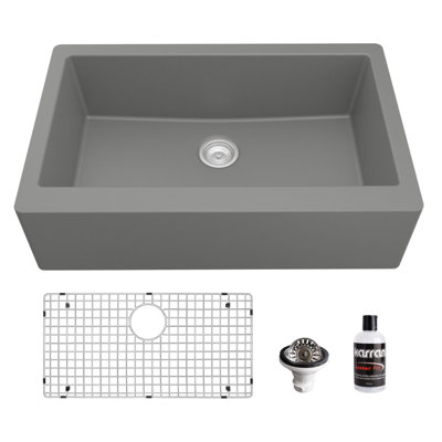 Karran Quartz 34'' X 21-1/4'' Single Bowl Farmhouse/Apron Front Kitchen Sink Kit