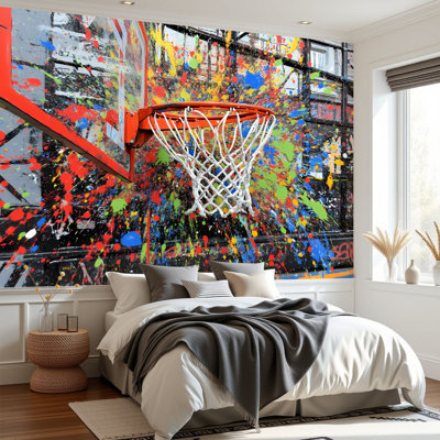 Papier peint auto-adhésif Graffiti Basketball Street Pop Inspirational Paint Splatters