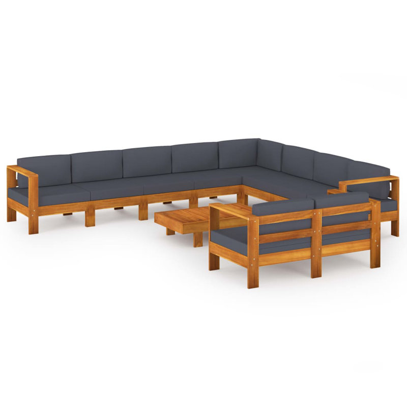 10 pièces avec coussins Nordista, Gris foncé